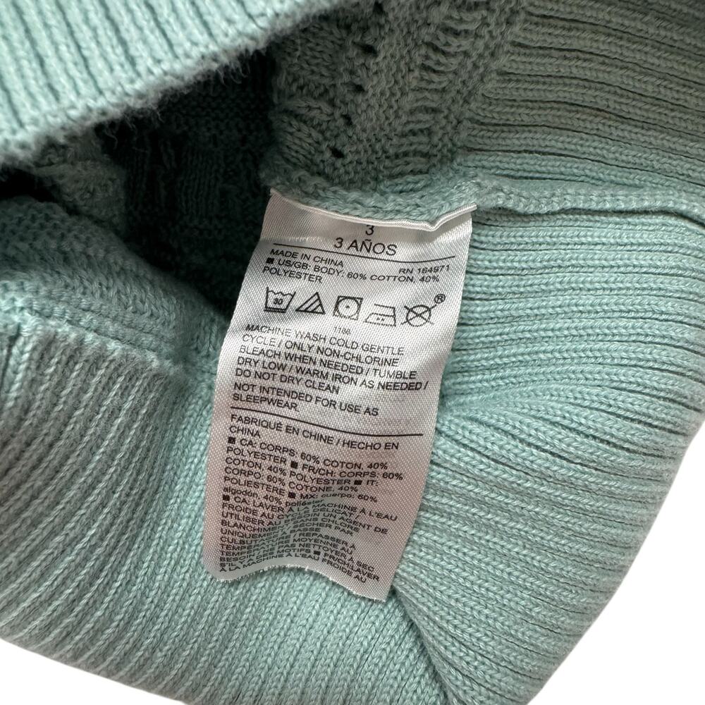 JANIE & JACK Heights Ruffle Puff Sleeve High Neck Sweater Aquifer Blue Size 3 - Picture 4 of 4